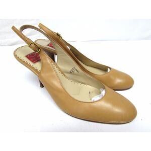 Oscar De La Renta US 7 M shoes high heel ankle strap leather pumps carmen camel